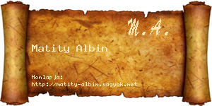 Matity Albin névjegykártya